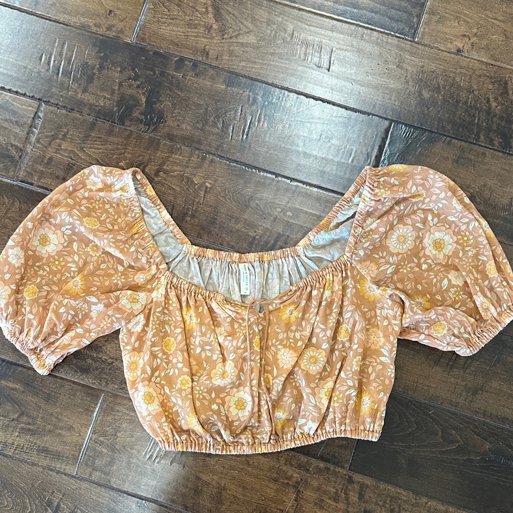 Spell & The Gypsy crop top with puff sleeves